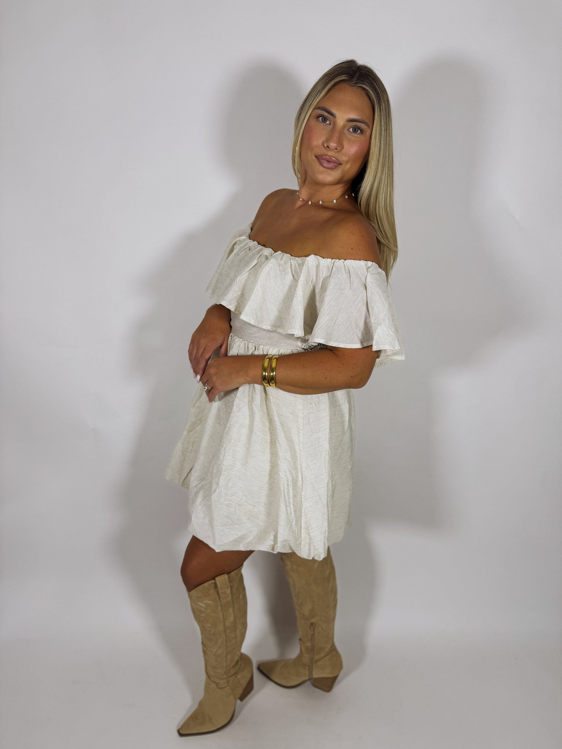Mimi Linen-Blend Bubble Mini Dress