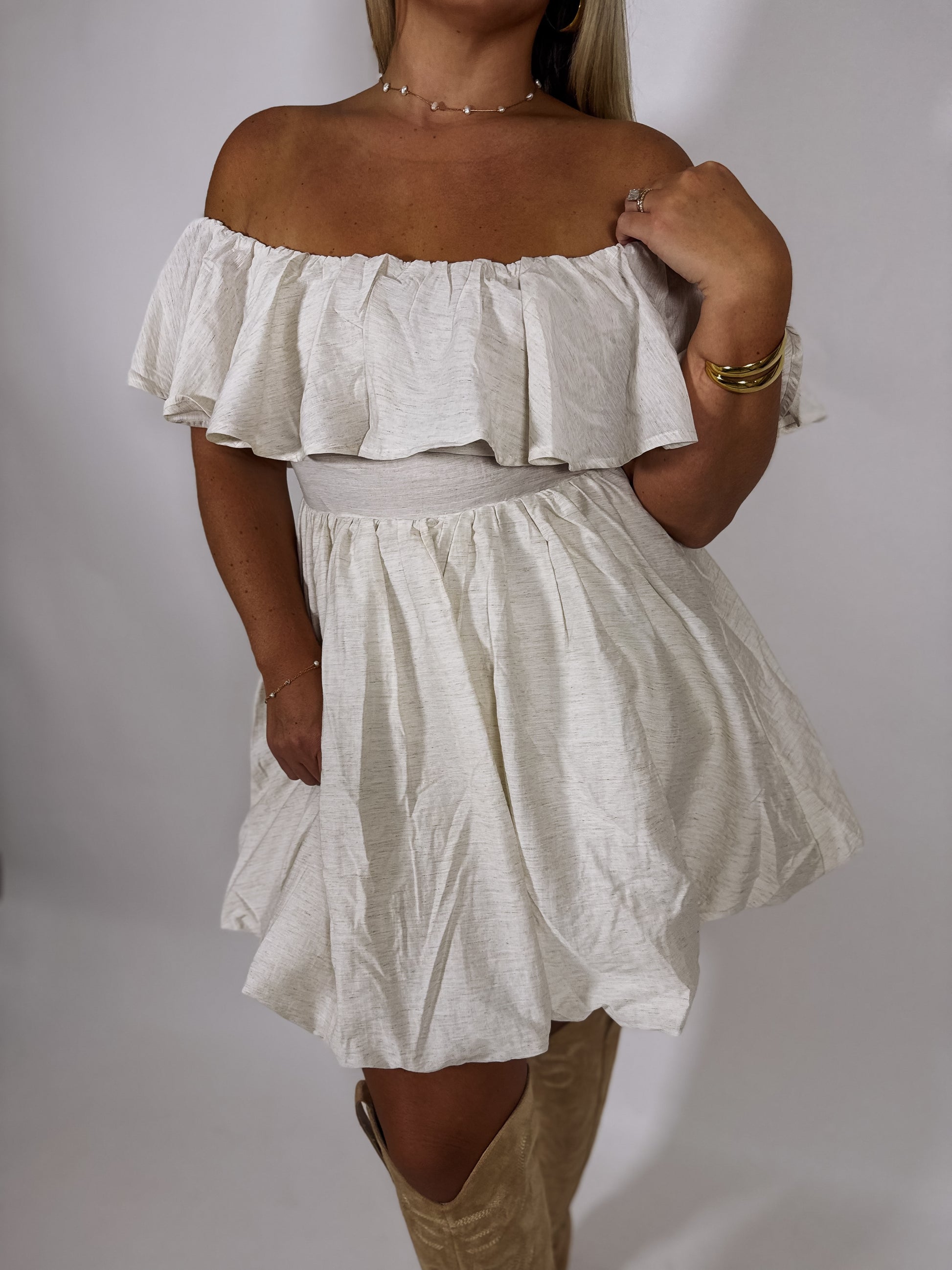 Mimi Linen-Blend Bubble Mini Dress